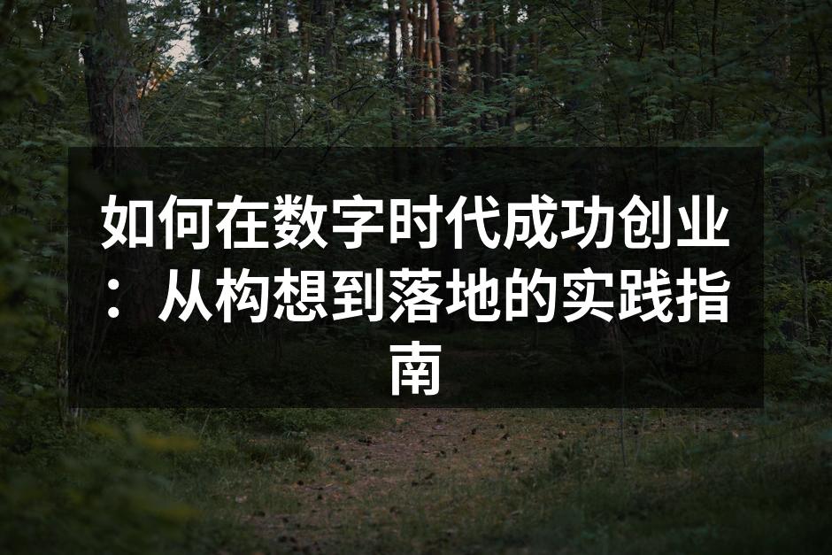 如何在数字时代成功创业：从构想到落地的实践指南