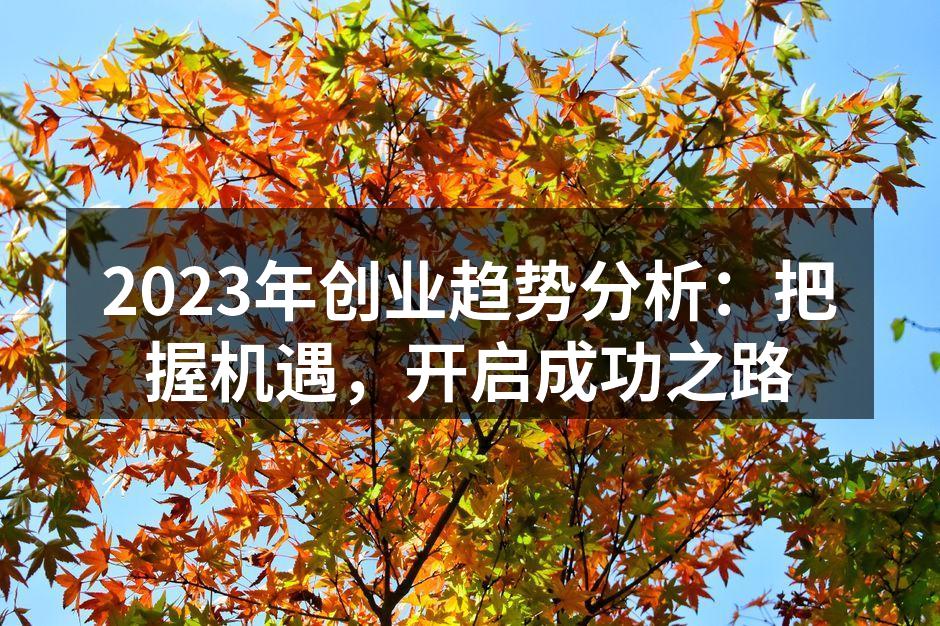 2023年创业趋势分析：把握机遇，开启成功之路